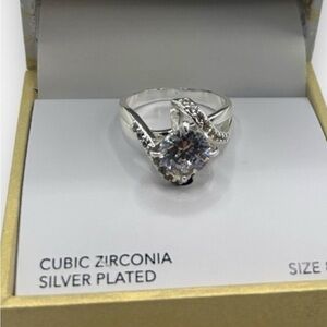 Silver Plated Cubic Zirconia Statement Ring